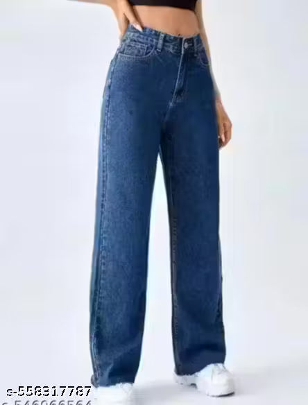 WOMEN STYLISH & TRENDING STRAIGHT FIT LOOZ FIT BLUE JEANS