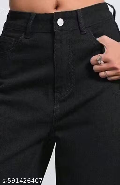 Straight fit black jeans for women and girls