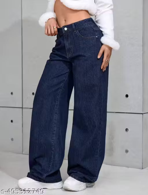 TRENDING DARKBLUE WIDE LEG JEANS FOR WOMEN