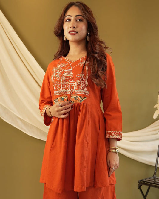 Premium Cotton Embroidered Co-Ord Set | Kurta & Pant | Everyday Comfort & Style
