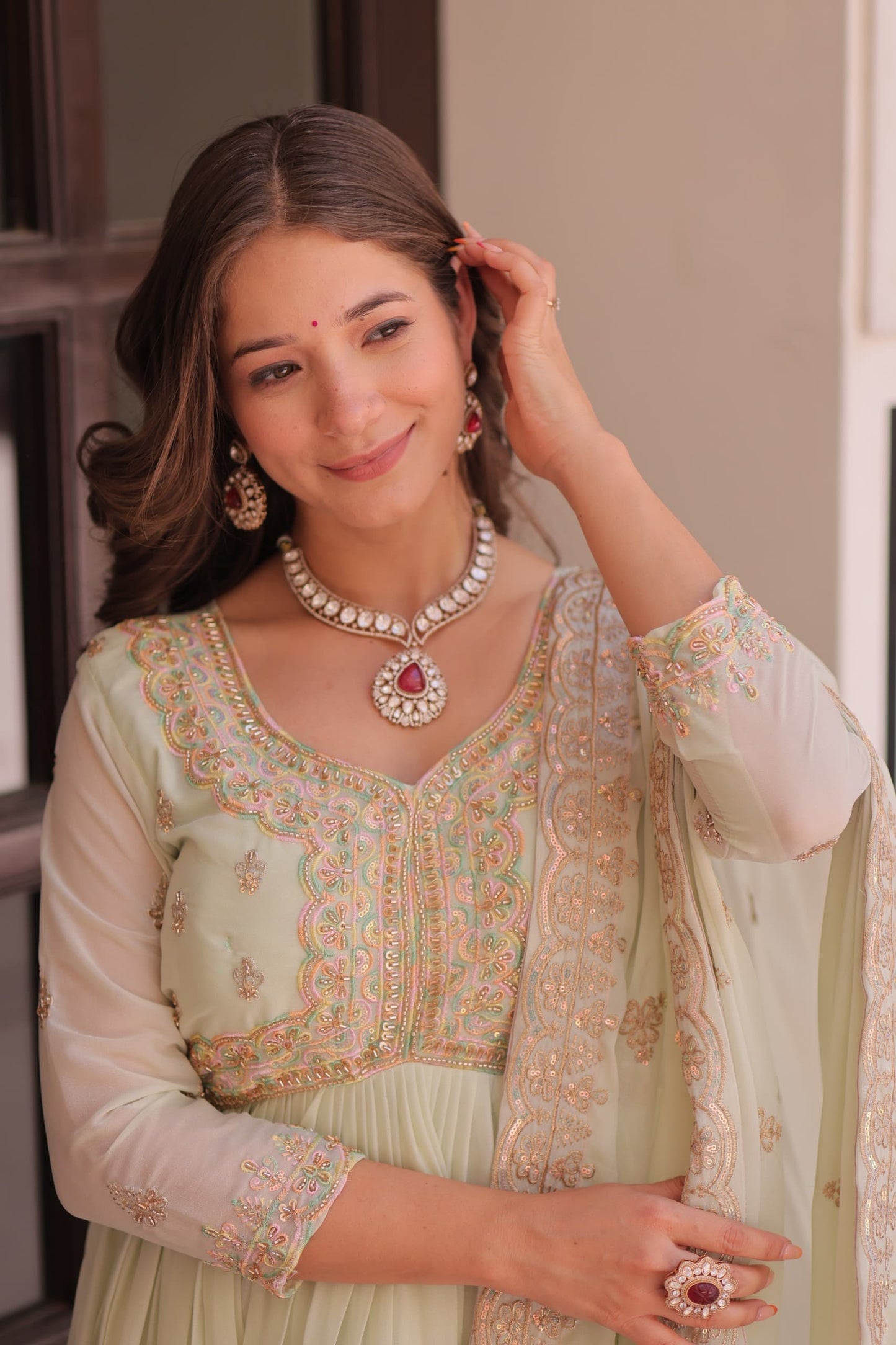 Premium Star Georgette Embroidered Gown with Dupatta | Diwali Special 2025