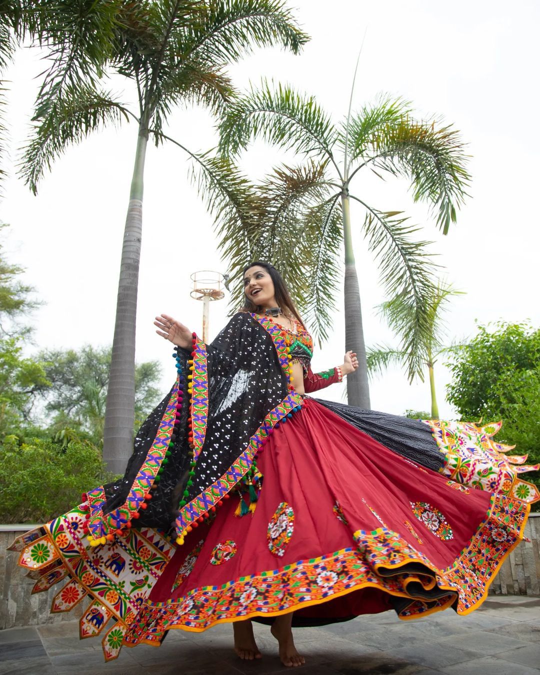 Designer Soft Butter Silk Lehenga with Digital Print & Real Mirror Work | Stitched Lehenga + Unstitched Choli + Dupatta
