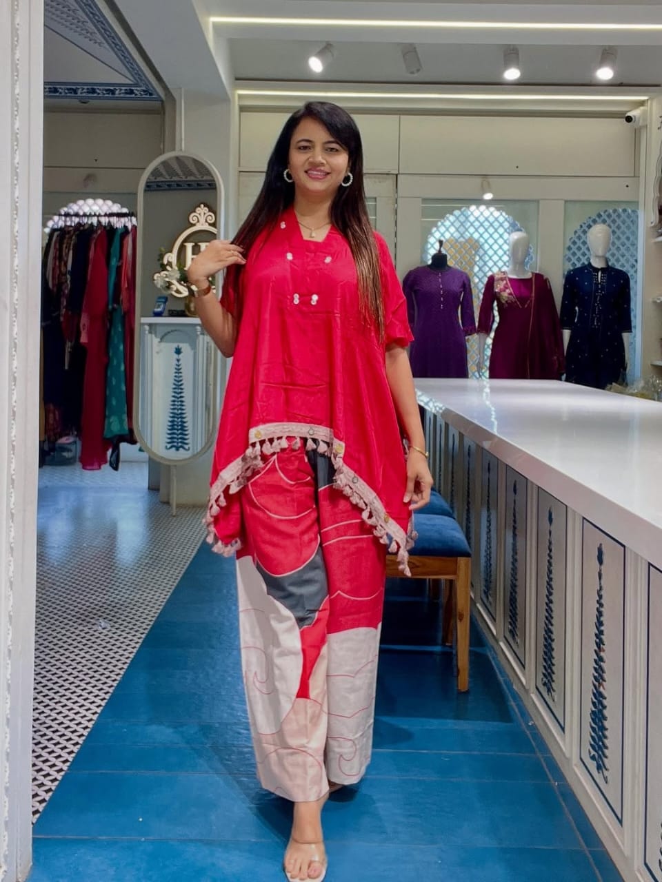Summer Special Cotton Kaftan Co-ord Set | Border Lace Detailing | Premium Comfort