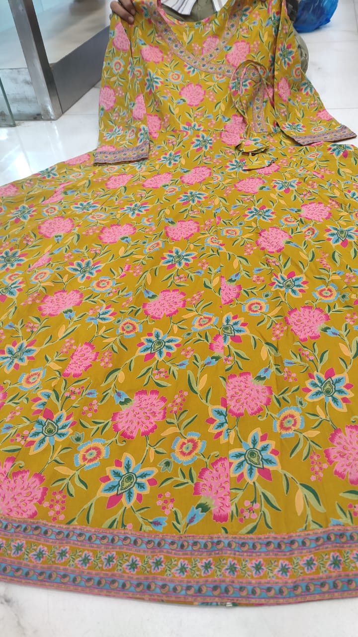 Elegant Cotton Anarkali Dress | Premium 60x60 Super Taj Quality