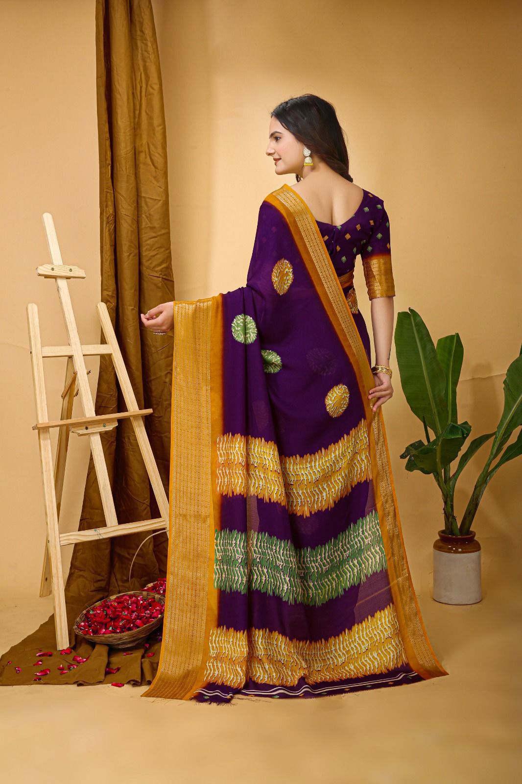 Enchanting Soft Dola Silk Saree | Jacquard Kanjivaram Zari Border & Printed Blouse | Wedding Perfect