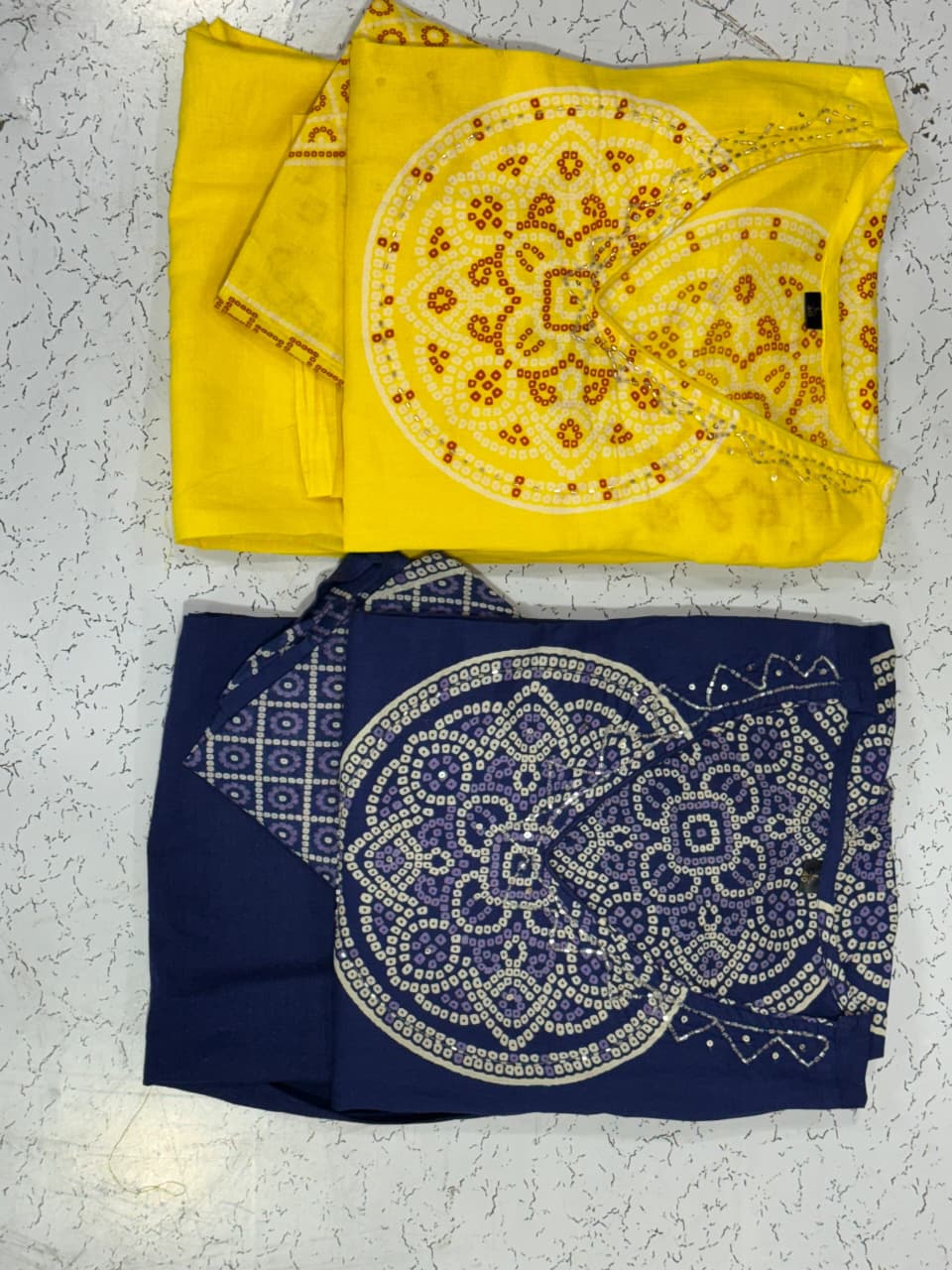 Premium Fur Cotton Discharge Print Suit Set | Elegant Hand Tulip Work Collection