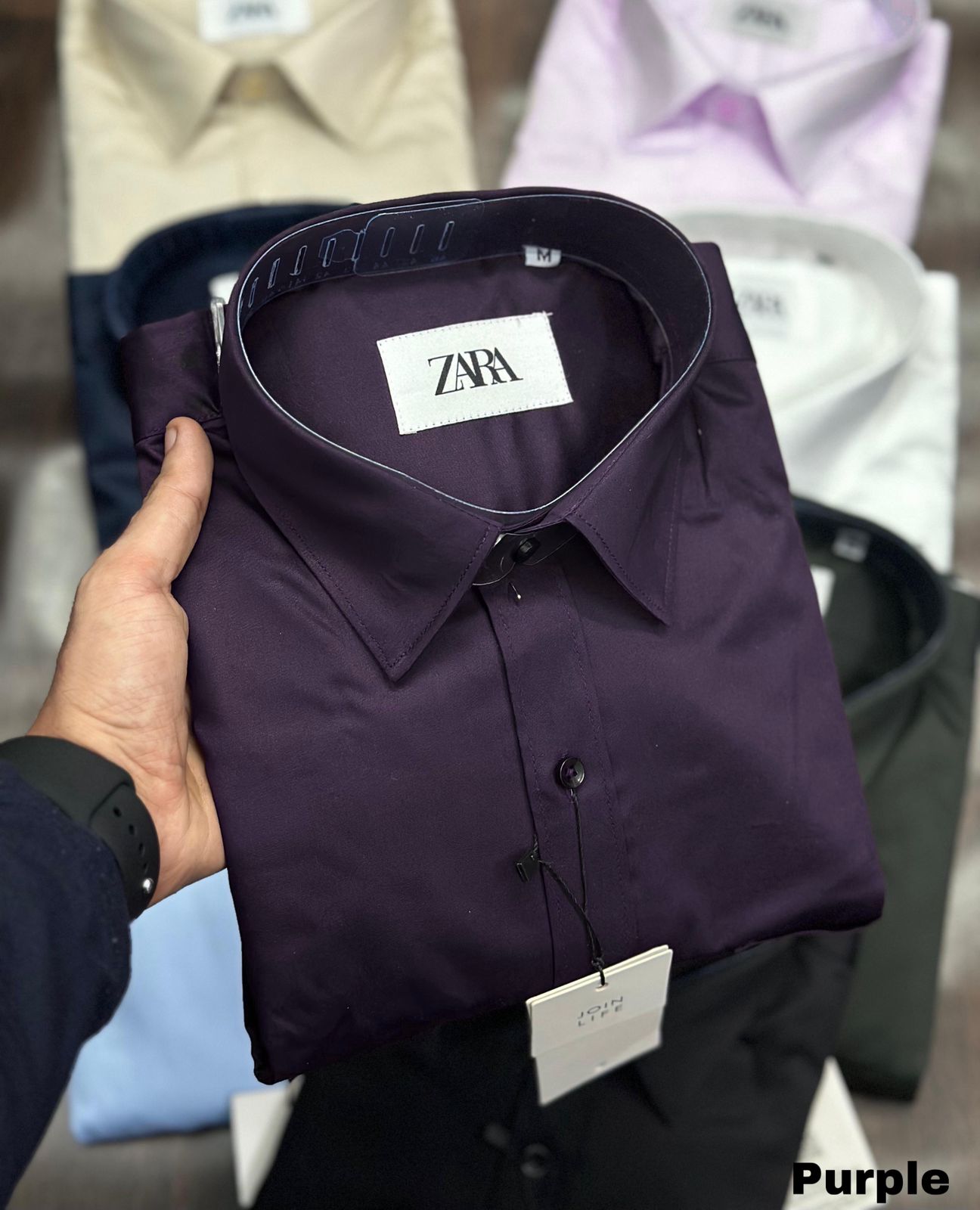 ZARA Premium 100% Cotton Full Sleeve Shirt β Plain Design with Pocket