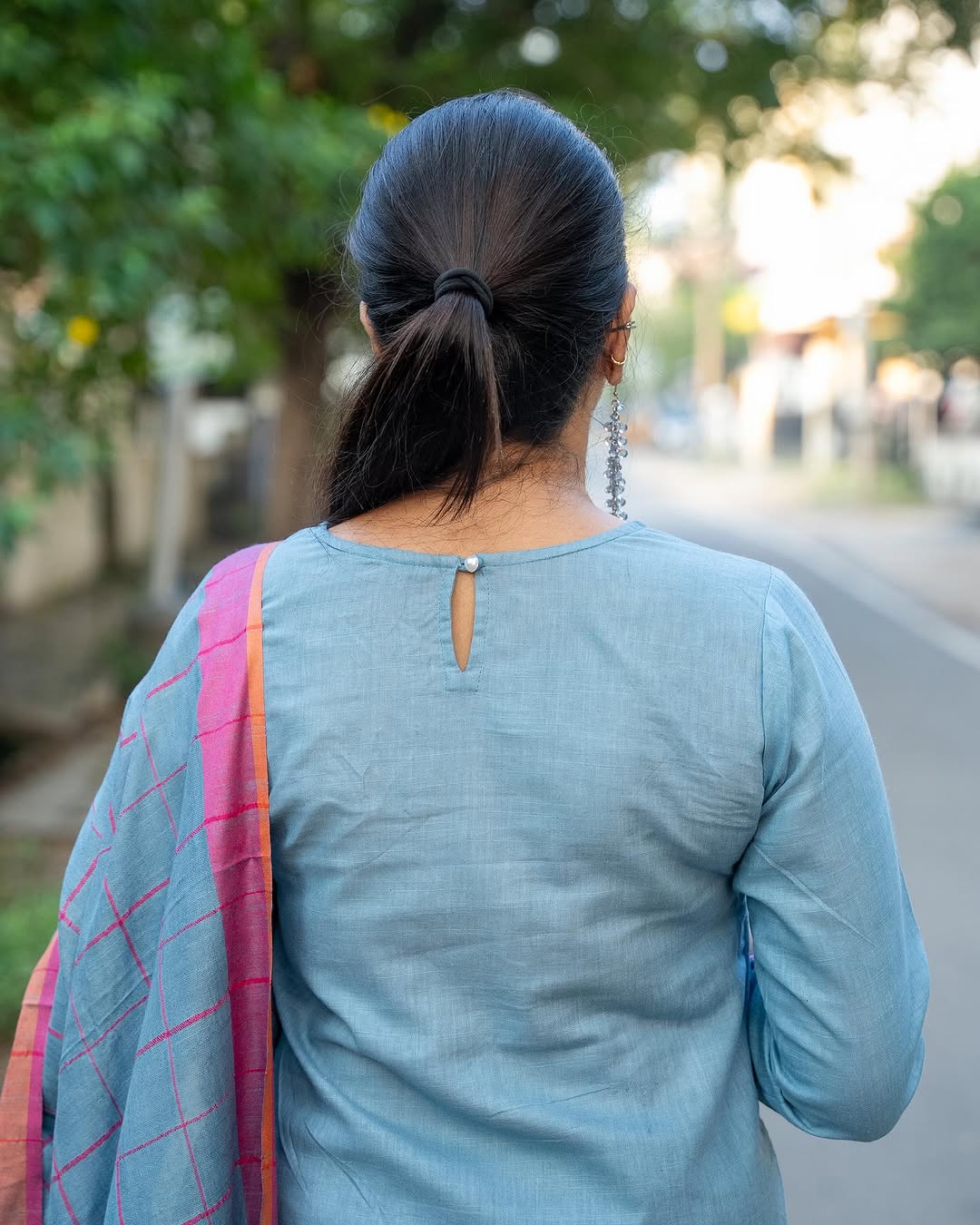 Exclusive Handloom A-Line Kurti Set | Halter Neck with Pure Linen Dupatta & Cotton Pants