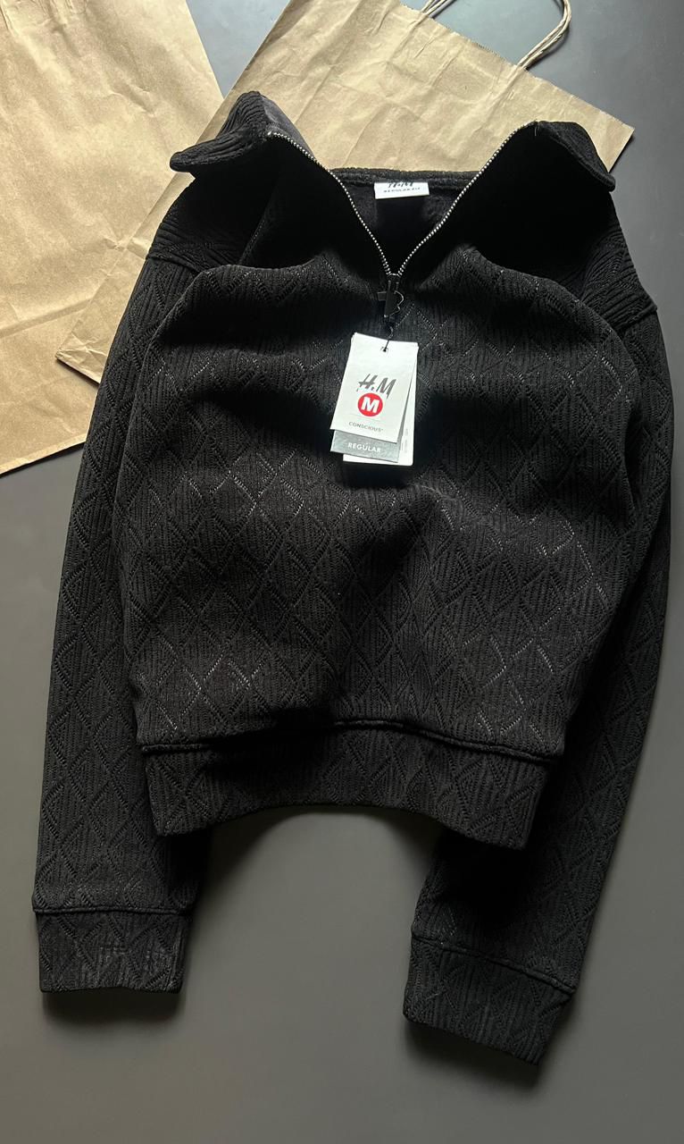 H&M Imported Knit Bonding Sweatshirt β 480 GSM | Half Zipper Collar