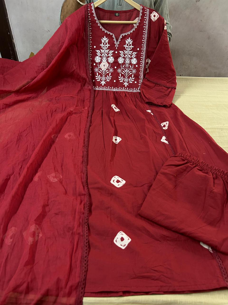 Premium Cotton Flared Threadwork Set | Elegant Festive Wear