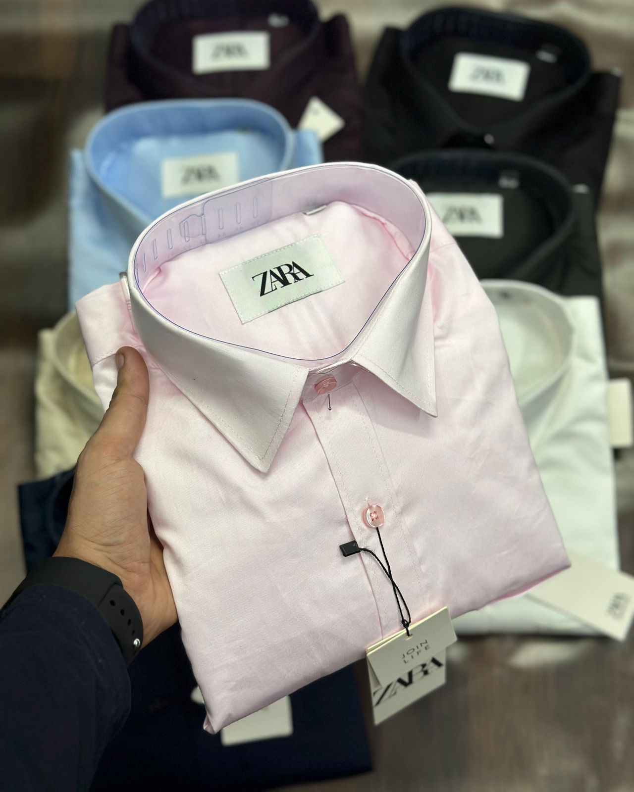 ZARA Premium 100% Cotton Full Sleeve Shirt β Plain Design with Pocket