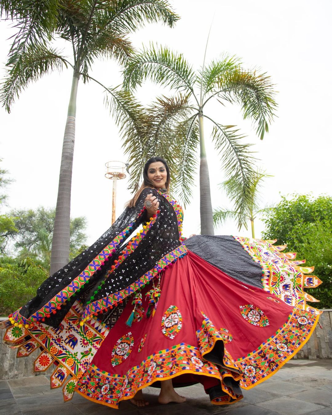Designer Soft Butter Silk Lehenga with Digital Print & Real Mirror Work | Stitched Lehenga + Unstitched Choli + Dupatta