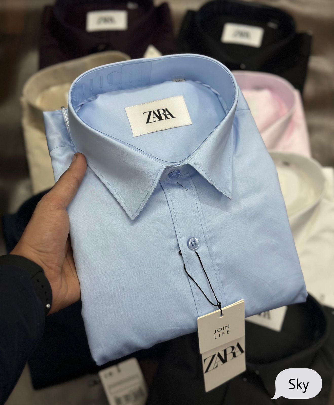 ZARA Premium 100% Cotton Full Sleeve Shirt β Plain Design with Pocket