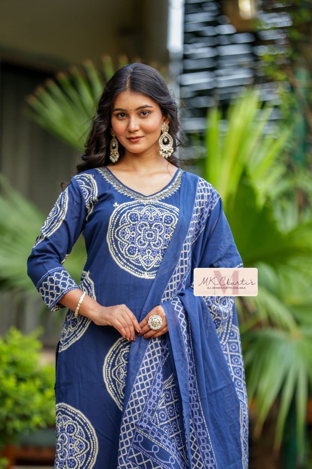 Premium Fur Cotton Discharge Print Suit Set | Elegant Hand Tulip Work Collection