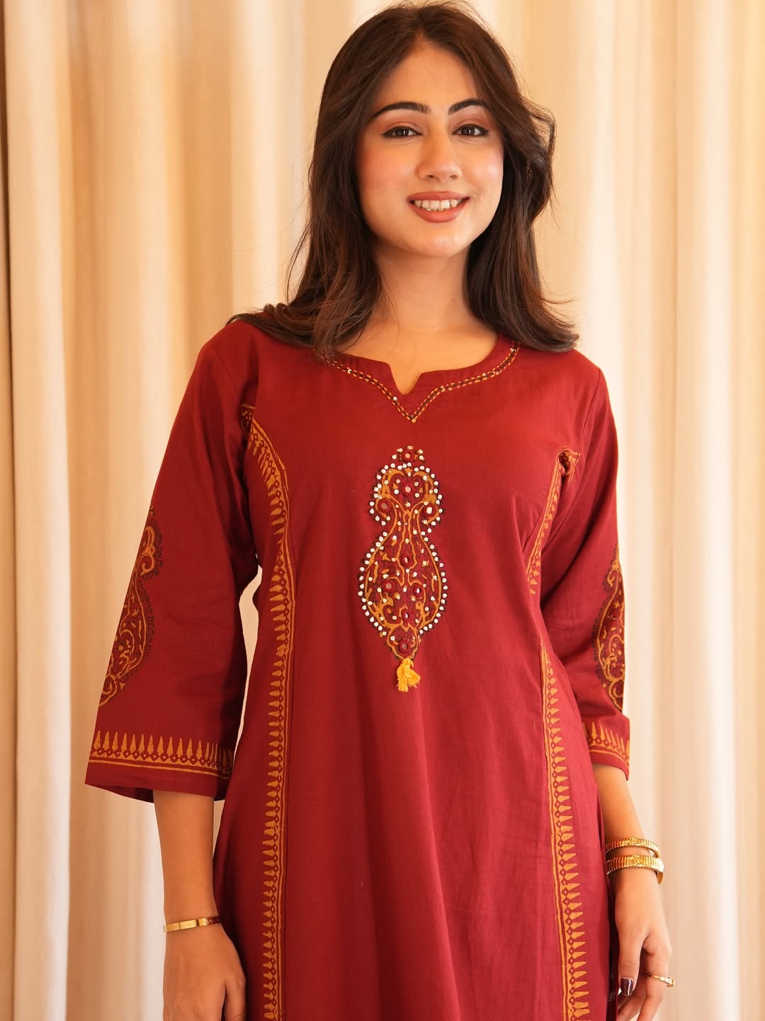 Premium Heavy Cotton A-Line Suit Set | Kurti, Pant & Dupatta