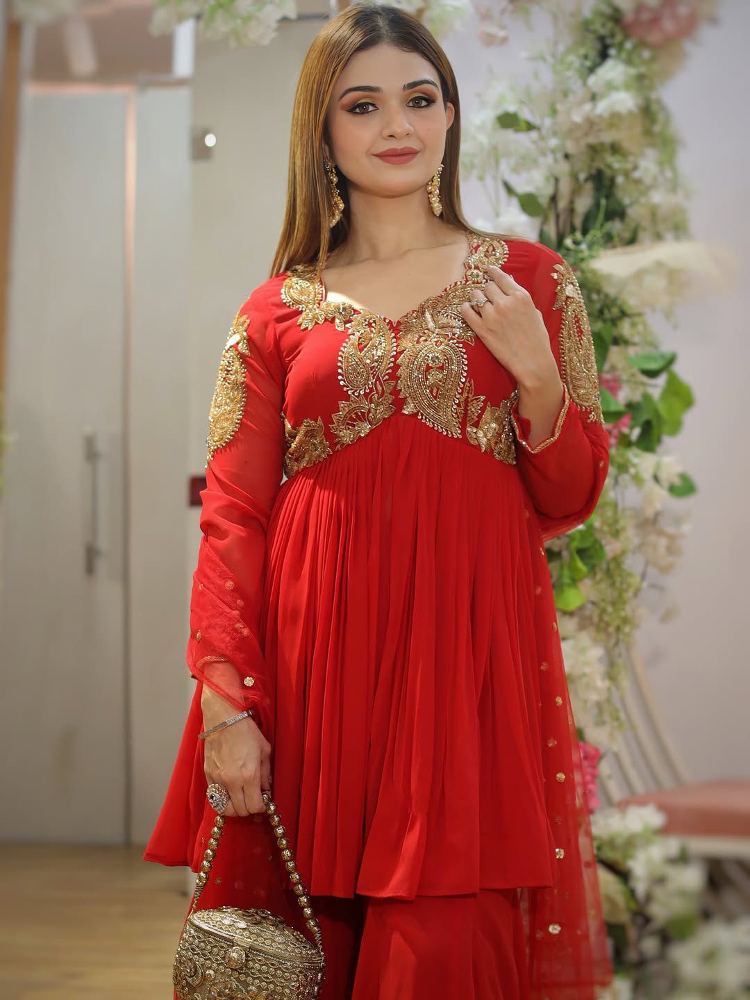 Karvachauth Special | Premium Georgette 3-Piece Plazzo Set with Embroidered Dupatta | Ready to Wear