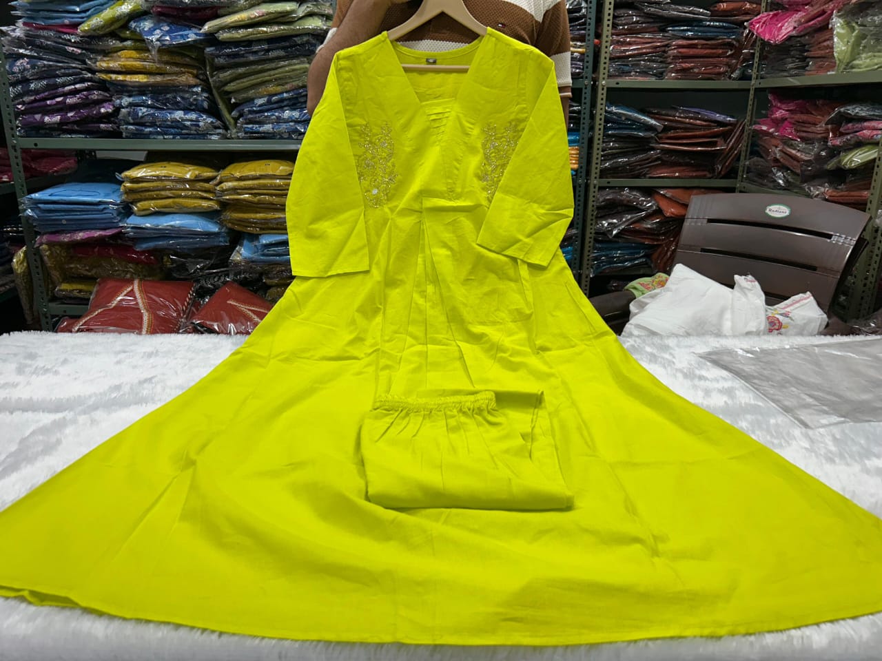 Premium Floral Cotton Kurti Palazzo Set | Handwork A-Line Co-Ord