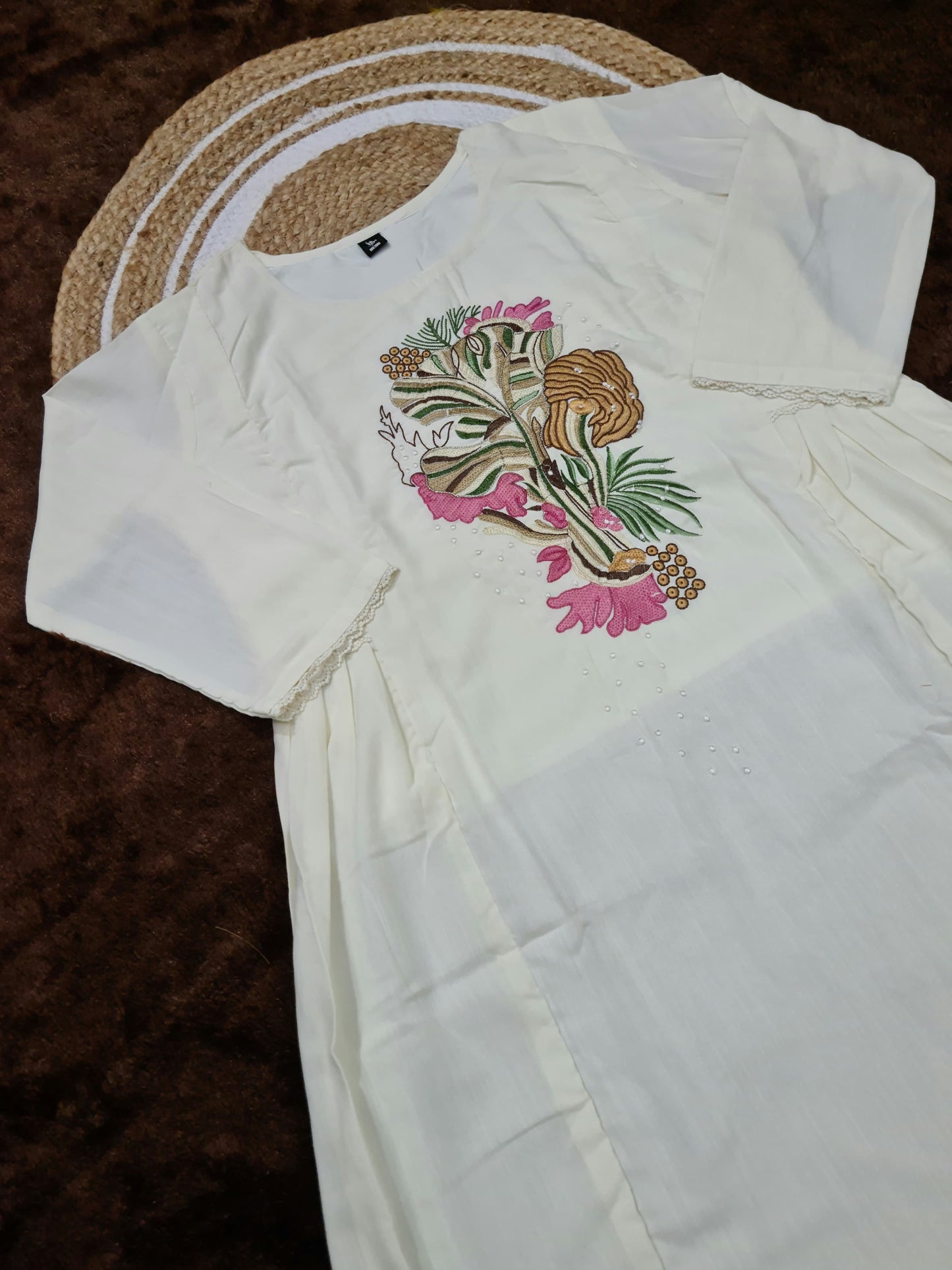 Premium Rayon Slub Kurti Set with Chanderi Dupatta | Embroidery Work | Ready to Wear
