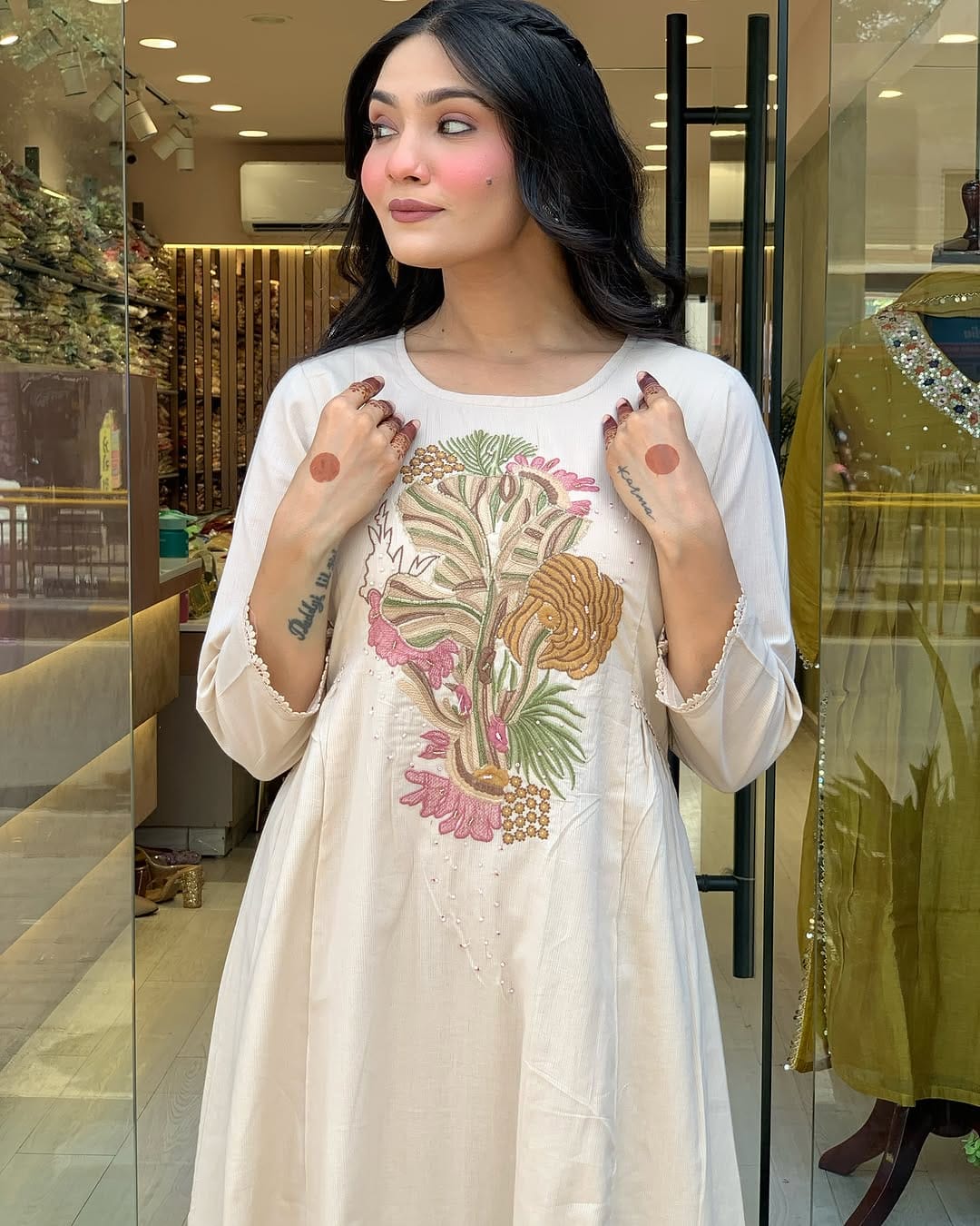 Premium Rayon Slub Kurti Set with Chanderi Dupatta | Embroidery Work | Ready to Wear