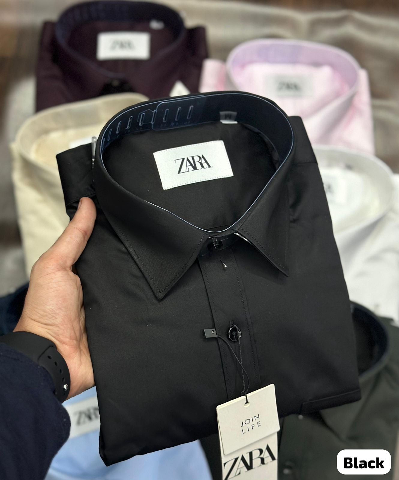 ZARA Premium 100% Cotton Full Sleeve Shirt β Plain Design with Pocket