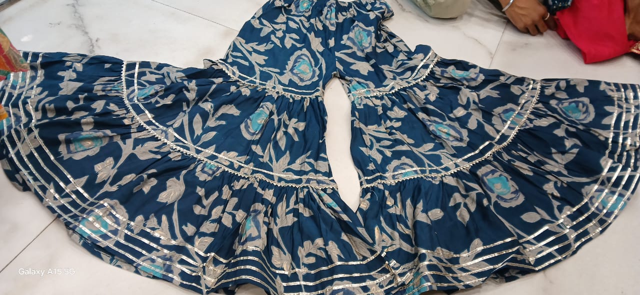 New Launch | Premium Muslin Kurti Sharara Dupatta Set | Digital Foil Print