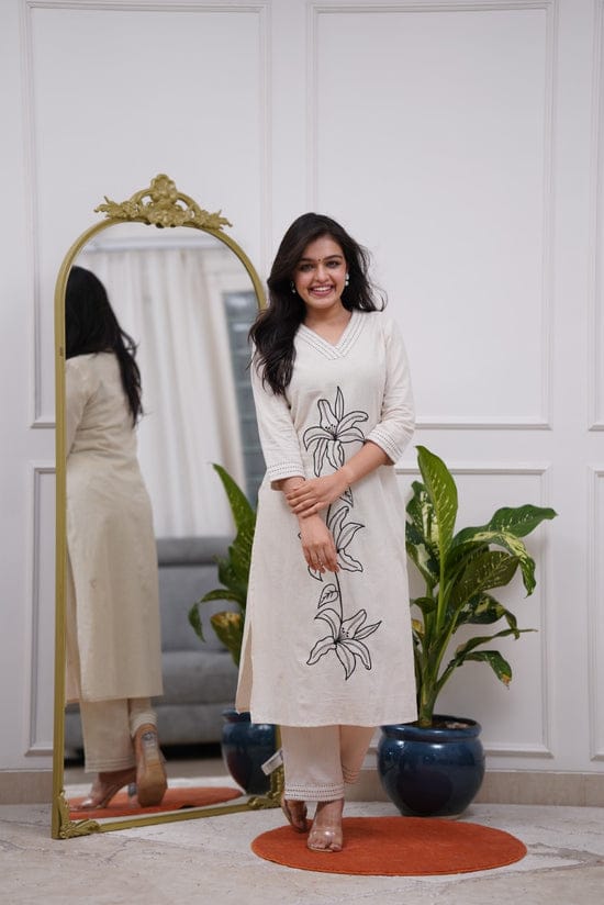 New Arrival | Premium Cotton Flex Embroidered Straight Kurta & Pant Set