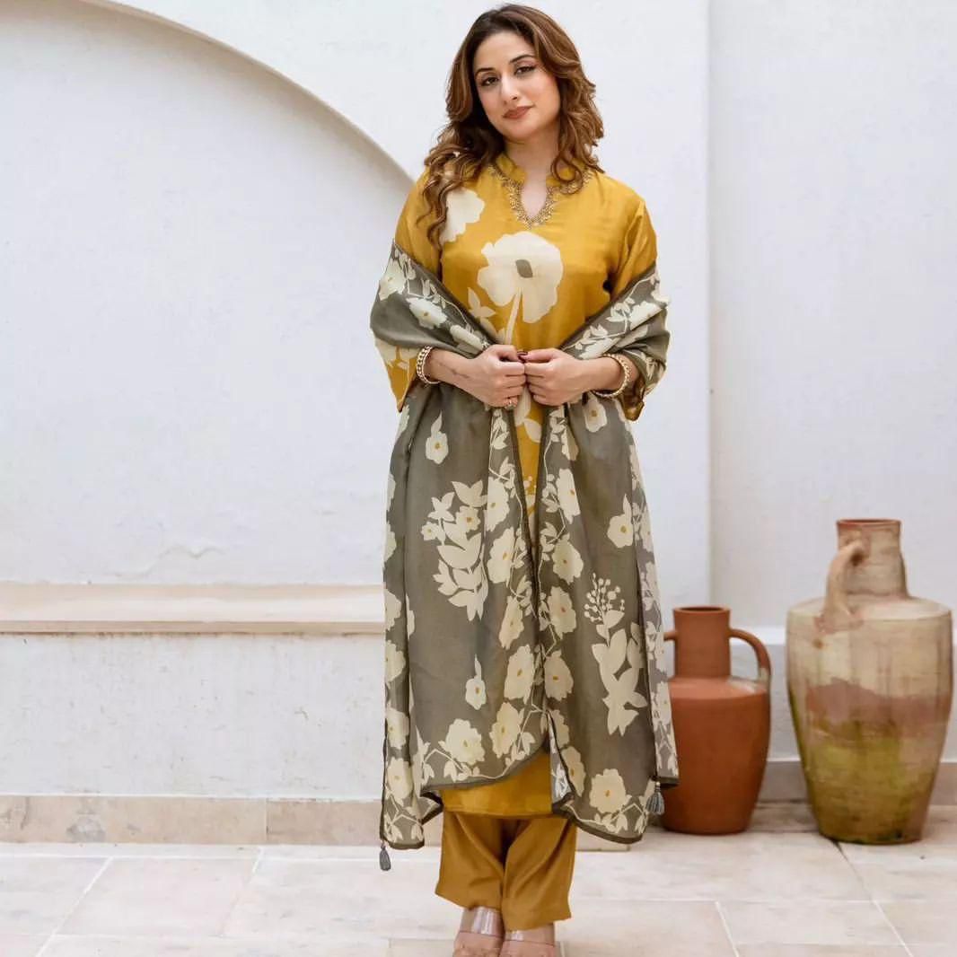 New Festival Collection š Pure Cotton Kurti Pant Dupatta Set | Handwork Elegance