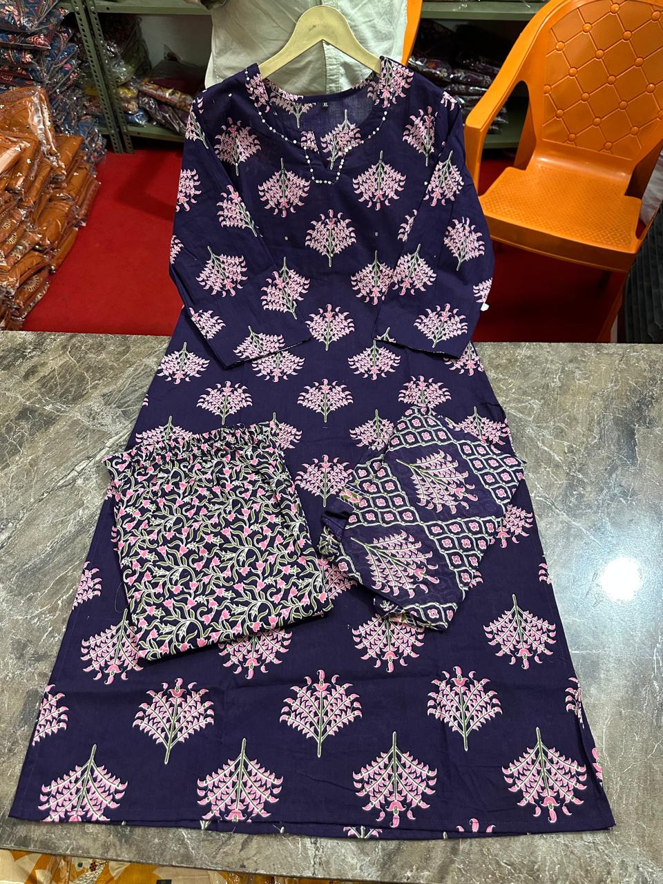 Premium Heavy Cotton Embroidered Kurti Set with Dupatta | Ethnic Elegance