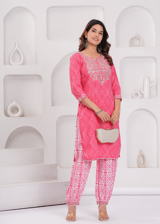 Classy Rayon Embroidered Kurti with Pant | Elegant Office Wear Set