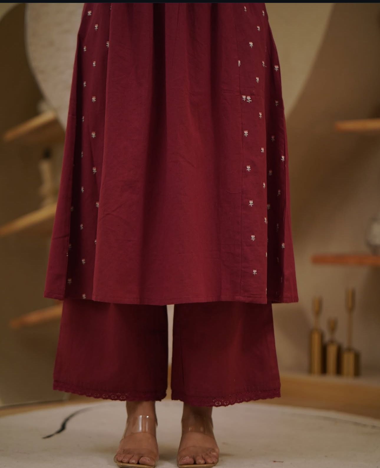 Festive Kurti Pant Set for Gorgeous Ladies | Cotton with Heavy Embroidery