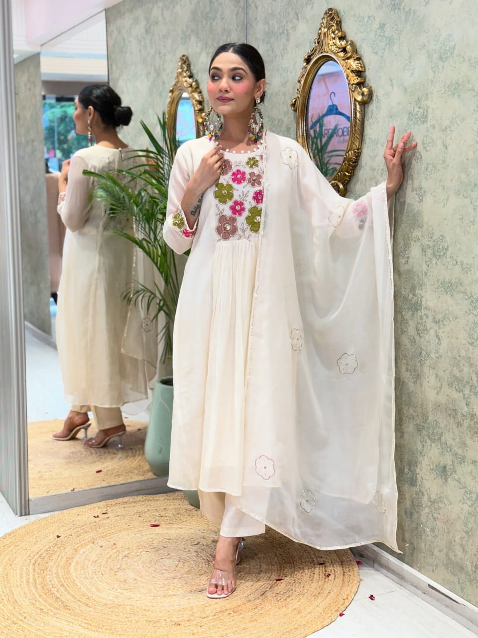New Launch | Premium Festive Cotton Kurti Set with Pant & Embroidered Chanderi Dupatta