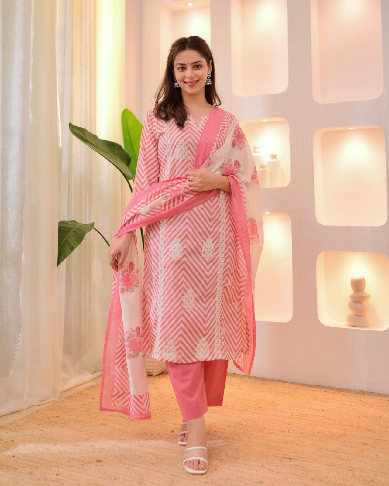 Premium Heavy Cotton Kurti Set with Pant & Dupatta | Embroidery & Sequin Work | Fully Stitched