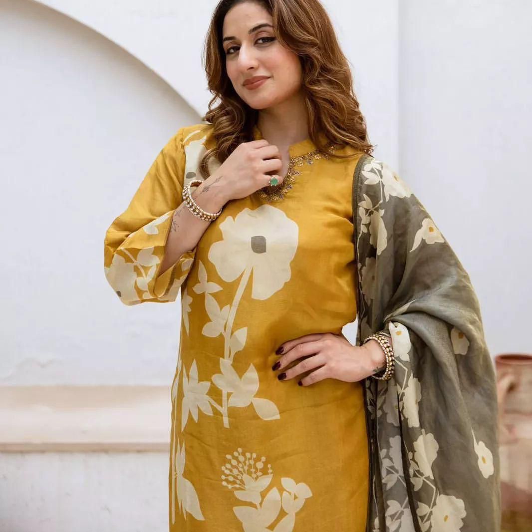 New Festival Collection š Pure Cotton Kurti Pant Dupatta Set | Handwork Elegance