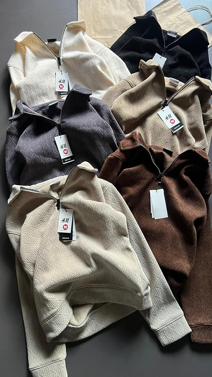 H&M Imported Knit Bonding Sweatshirt β 480 GSM | Half Zipper Collar