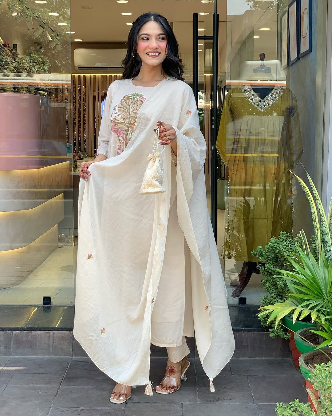 Premium Rayon Slub Kurti Set with Chanderi Dupatta | Embroidery Work | Ready to Wear