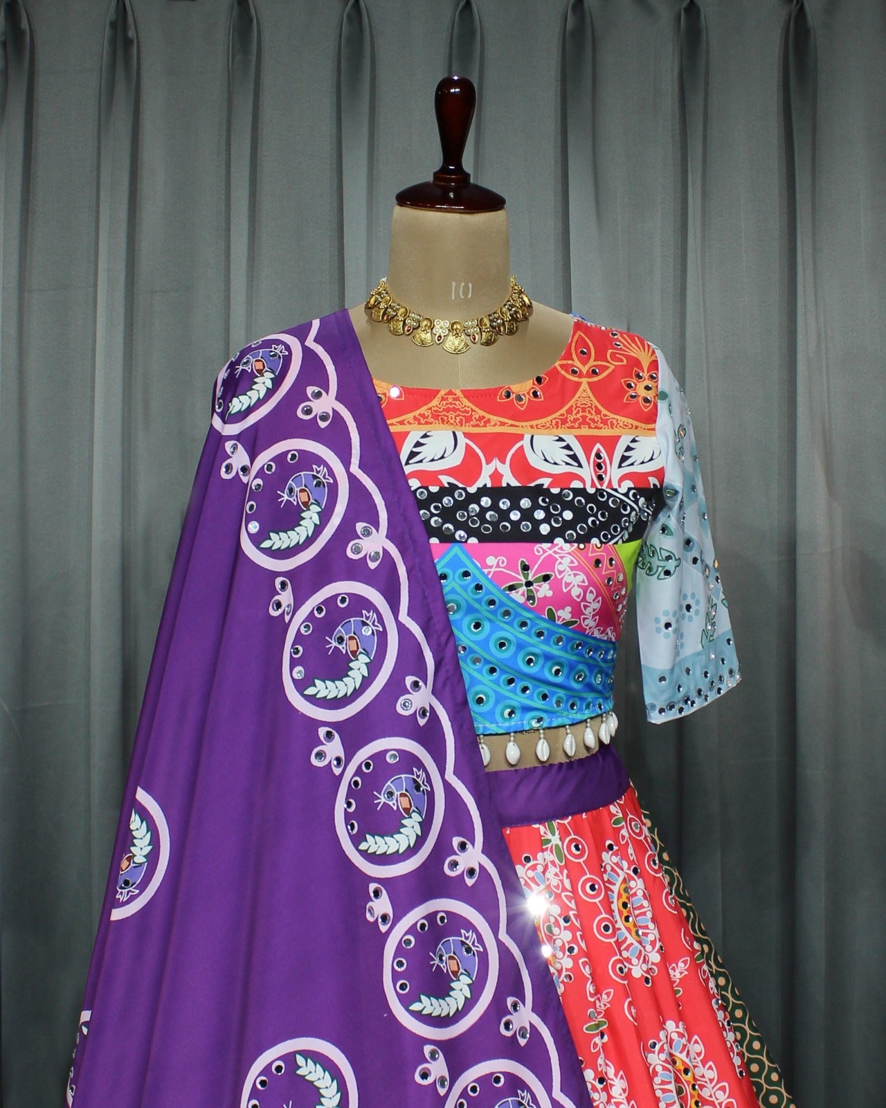 Elegant Soft Butter Silk Lehenga Set with Real Mirror Work & Fancy Digital Prints