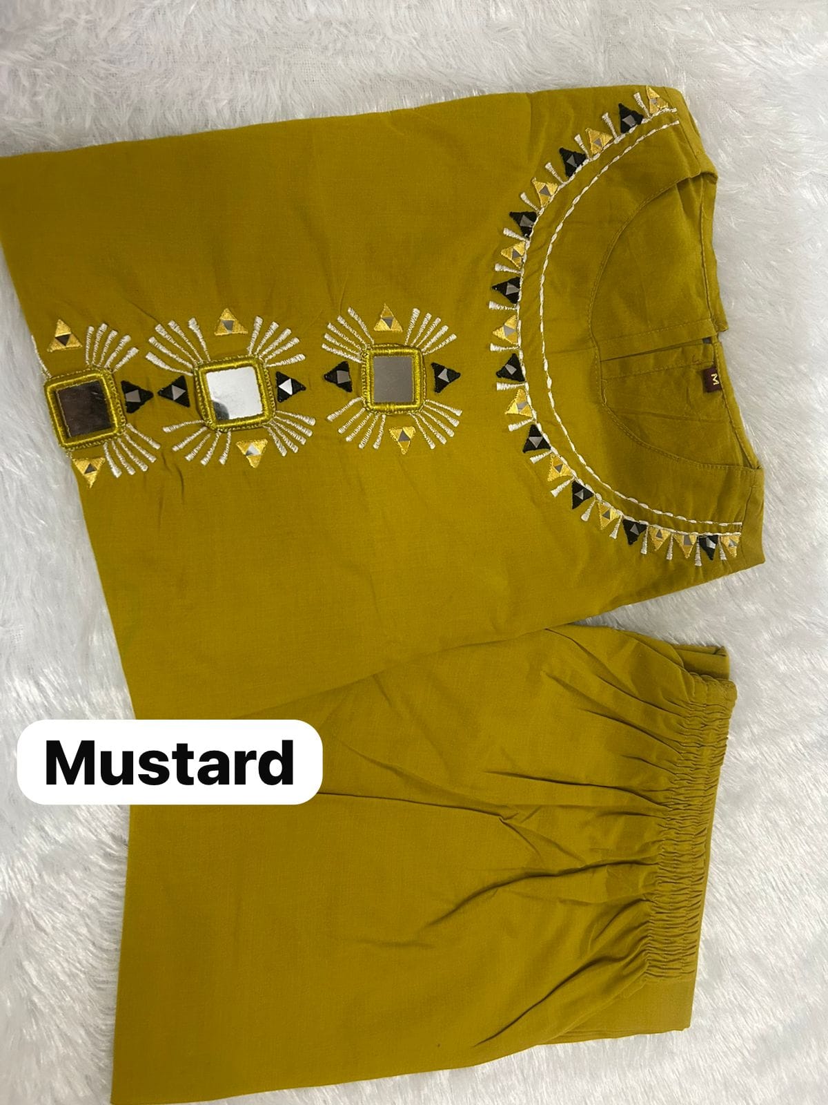 Premium Cotton Mirror & Sequin Kurti Set | Trendy A-Line Co-Ord