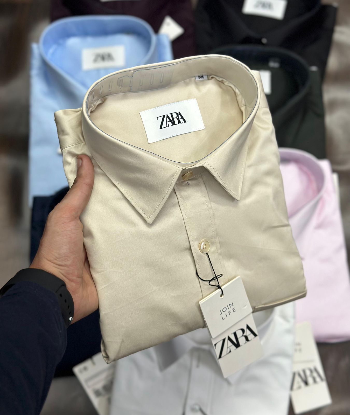 ZARA Premium 100% Cotton Full Sleeve Shirt β Plain Design with Pocket