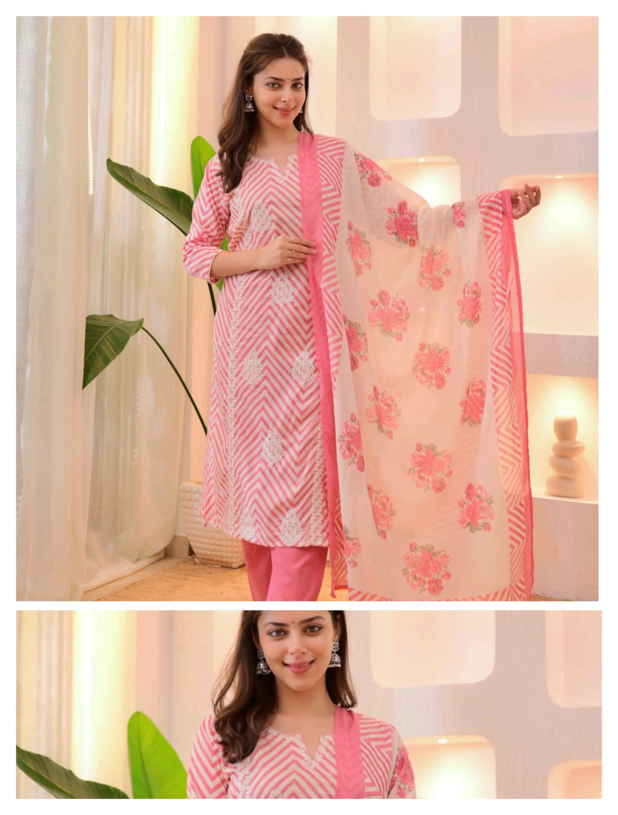 Premium Heavy Cotton Kurti Set with Pant & Dupatta | Embroidery & Sequin Work | Fully Stitched