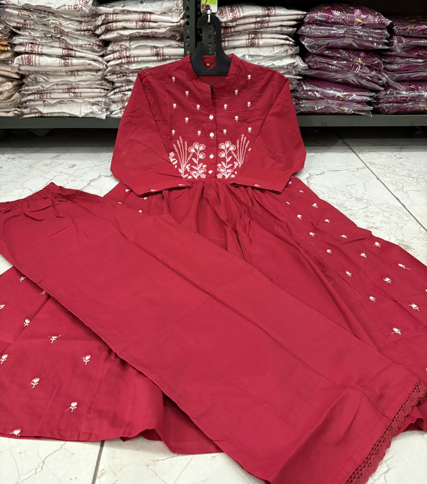 Festive Kurti Pant Set for Gorgeous Ladies | Cotton with Heavy Embroidery