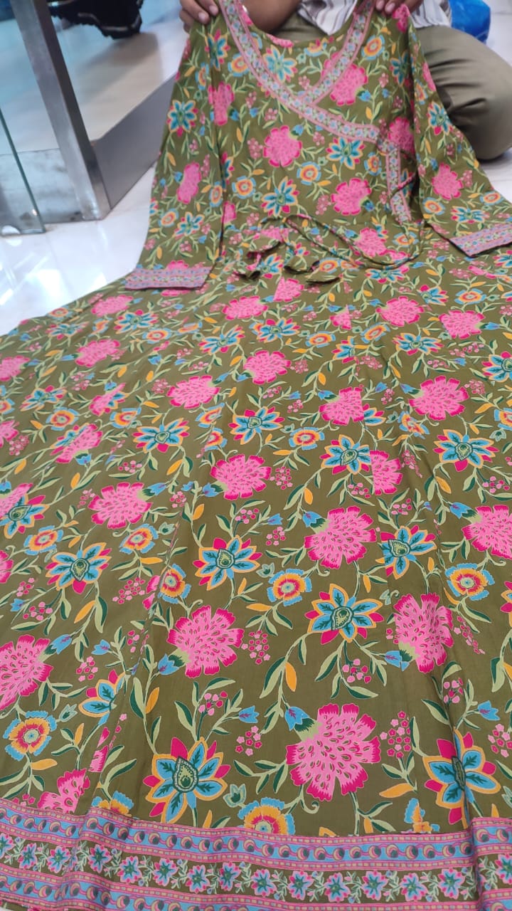 Elegant Cotton Anarkali Dress | Premium 60x60 Super Taj Quality