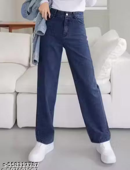 WOMEN STYLISH & TRENDING STRAIGHT FIT LOOZ FIT BLUE JEANS