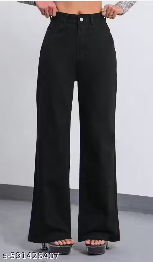 Straight fit black jeans for women and girls