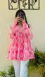 Gujarati printed Anarkali v-neck pink colour top