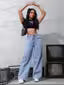 ICE BLUE DENIM WIDE LEG JEANS