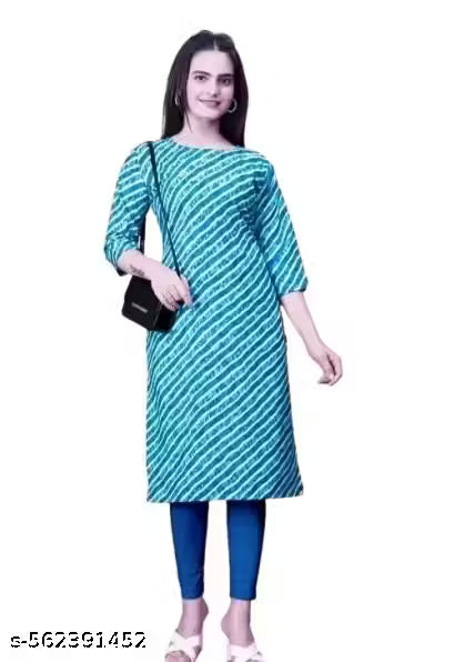 PINK LERIYA/BLUE LERIYA FULL SLEEV,Polyster/Crepe fabric-Fashion Blush Graceful Kurtis Latest Design Printed Kurti for Women
