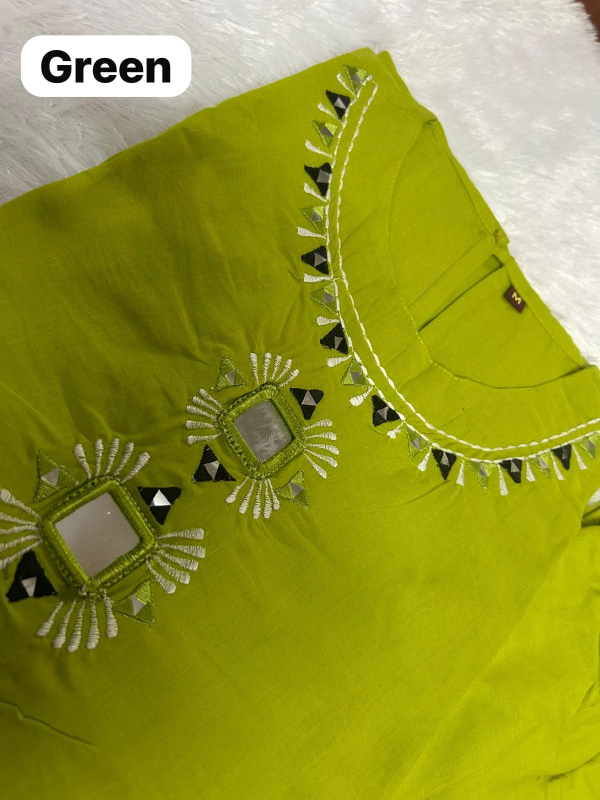 Premium Cotton Mirror & Sequin Kurti Set | Trendy A-Line Co-Ord