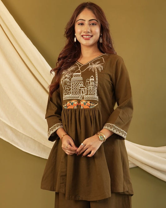 Premium Cotton Embroidered Co-Ord Set | Kurta & Pant | Everyday Comfort & Style