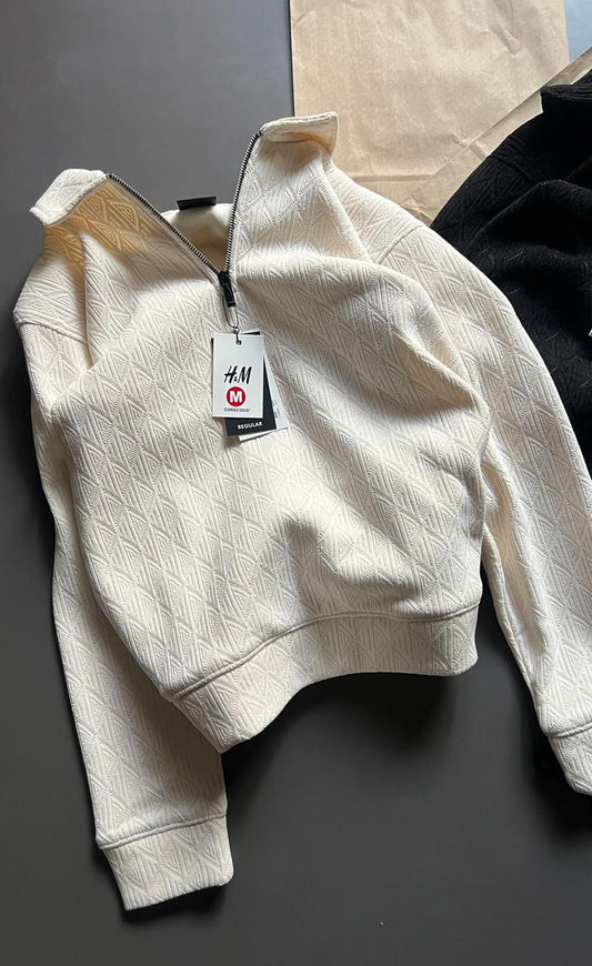 H&M Imported Knit Bonding Sweatshirt – 480 GSM | Half Zipper Collar