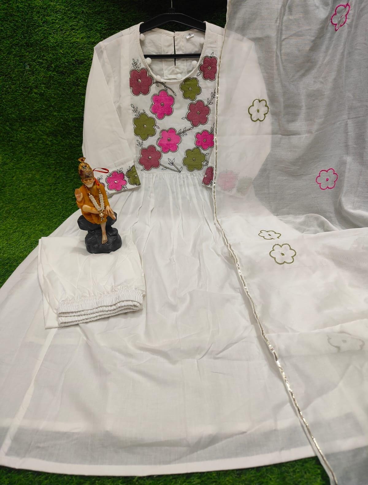 New Launch | Premium Festive Cotton Kurti Set with Pant & Embroidered Chanderi Dupatta